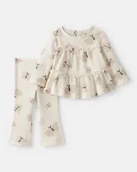 Carter's Baby Girl Butterfly Top & Pant Set - Cream - 24 Months
