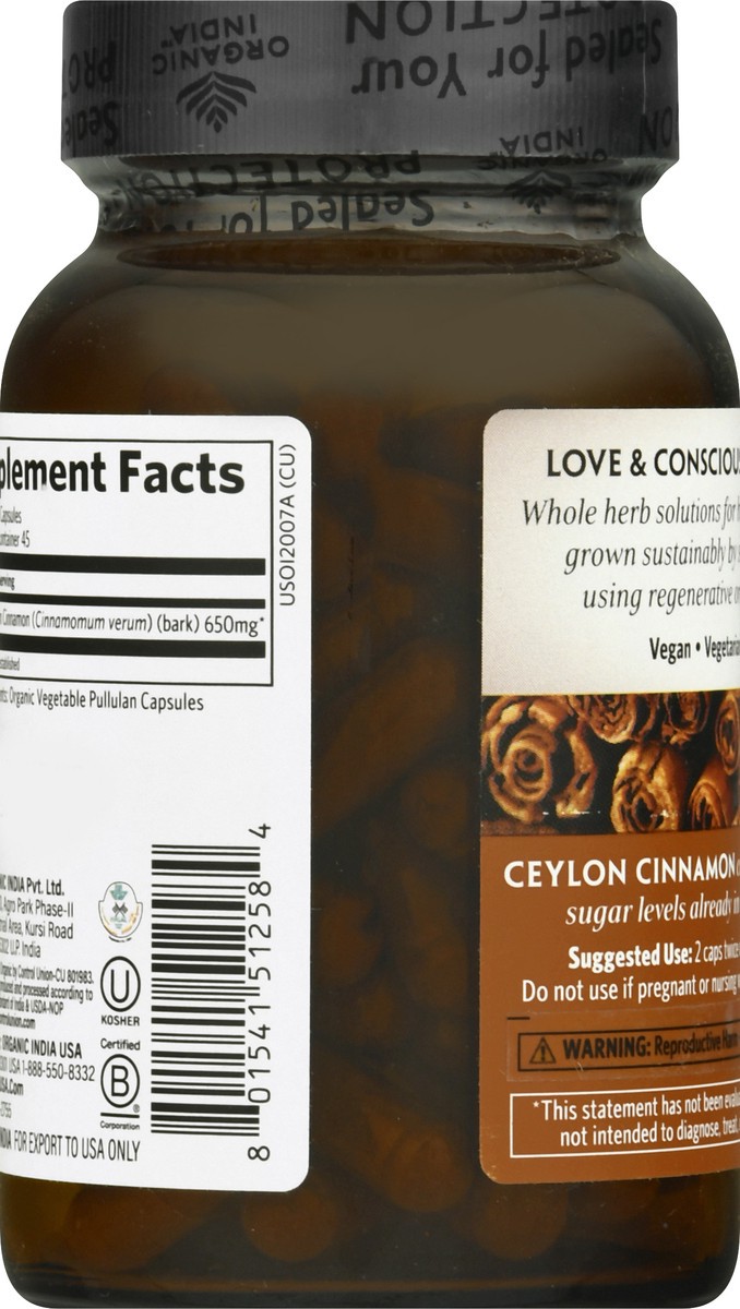 slide 6 of 9, Organic India Ceylon Cinnamon 90 Vegetarian Caps - 90 ct, 90 ct