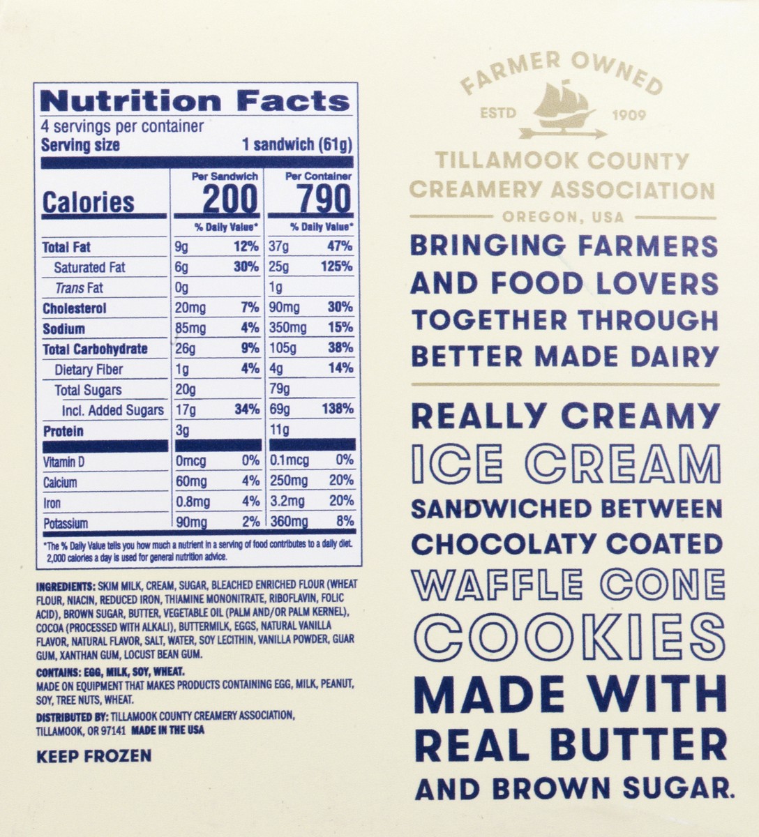 slide 4 of 13, Tillamook Ice Cream Sandwiches 4 ea, 4 ct; 3.5 fl oz