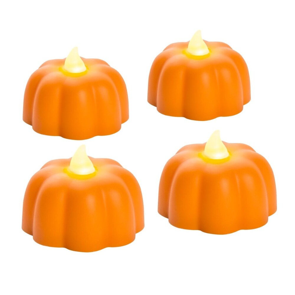 slide 1 of 1, Inglow Wax Dipped Led Mini Pumpkins, 4 ct