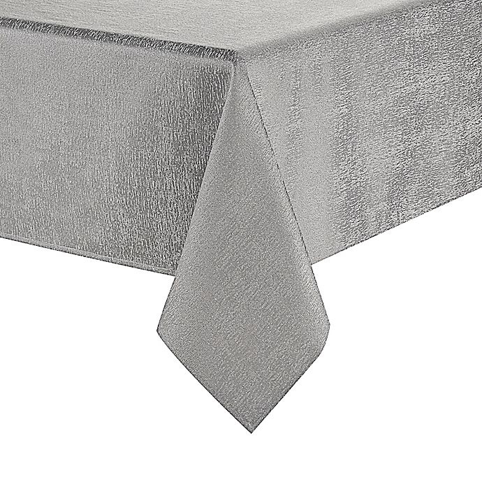 slide 1 of 1, Waterford Linens Moonscape Oblong Tablecloth - Silver, 70 in x 104 in