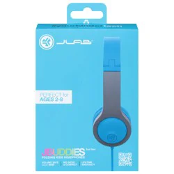 JLab JBuddies Folding Gen 2 Kids Headphones - Blue/Gray: Wired, Foam Ear Cushion