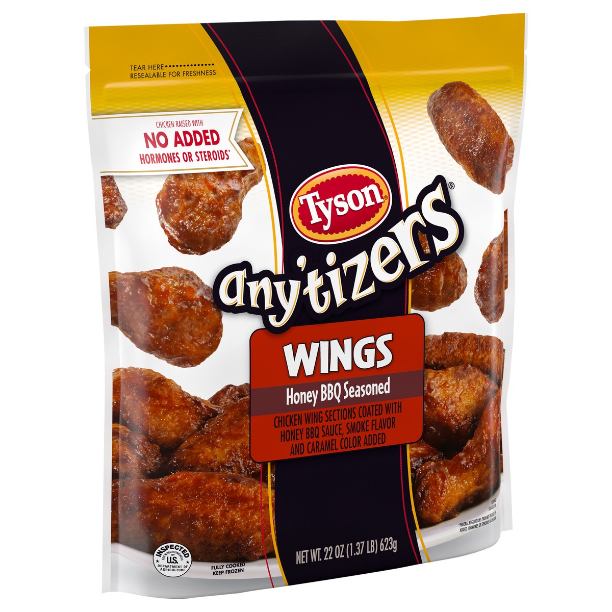 slide 4 of 6, Tyson Any'tizers BBQ Bone-In Chicken Wings, 22 oz. (Frozen), 623.69 g