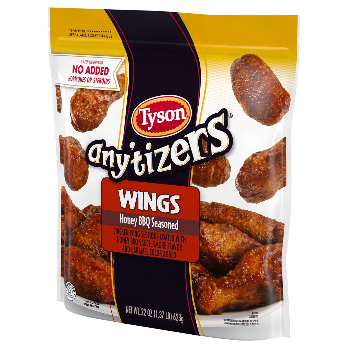 slide 3 of 6, Tyson Any'tizers BBQ Bone-In Chicken Wings, 22 oz. (Frozen), 623.69 g