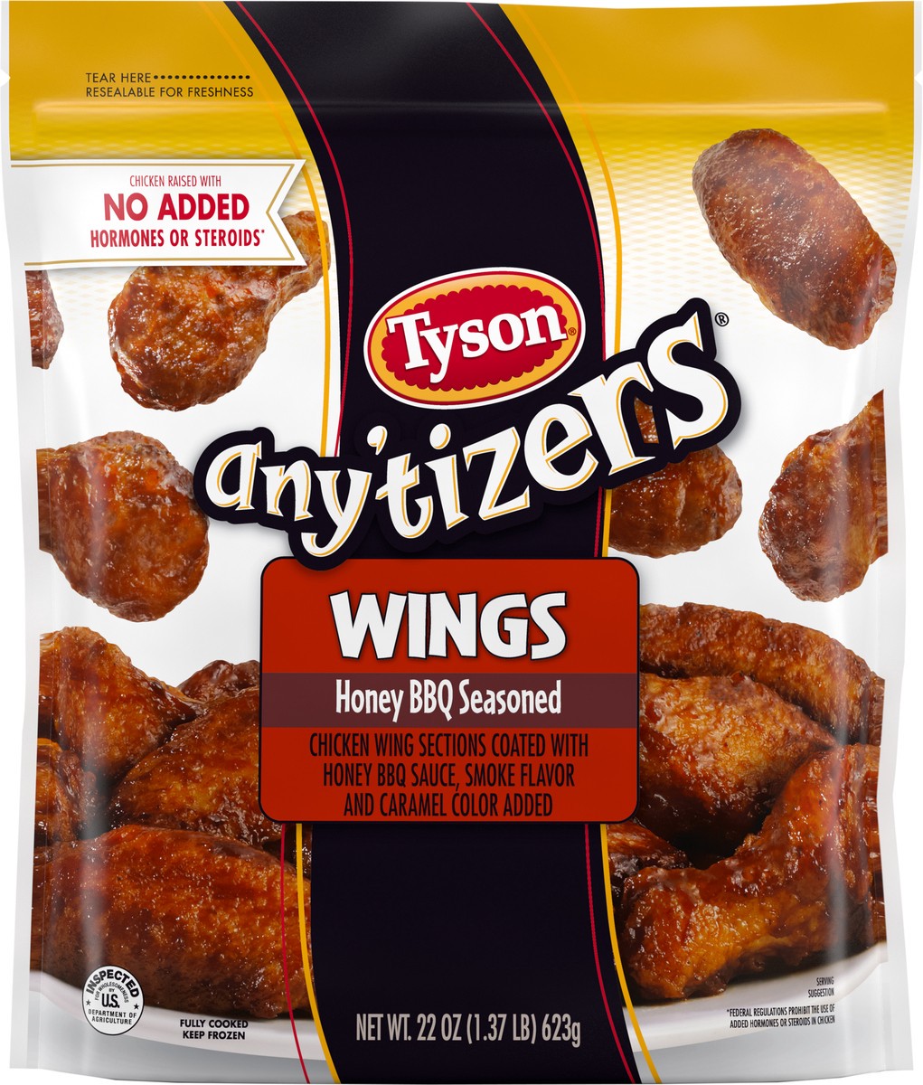 slide 5 of 6, Tyson Any'tizers BBQ Bone-In Chicken Wings, 22 oz. (Frozen), 623.69 g