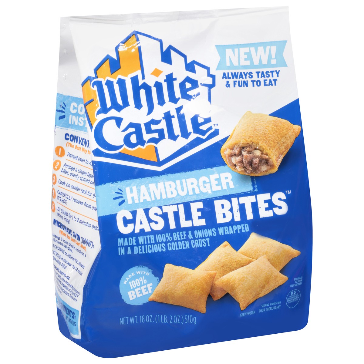 slide 4 of 9, White Castle Hamburger Castle Bites 18Oz, 18 oz