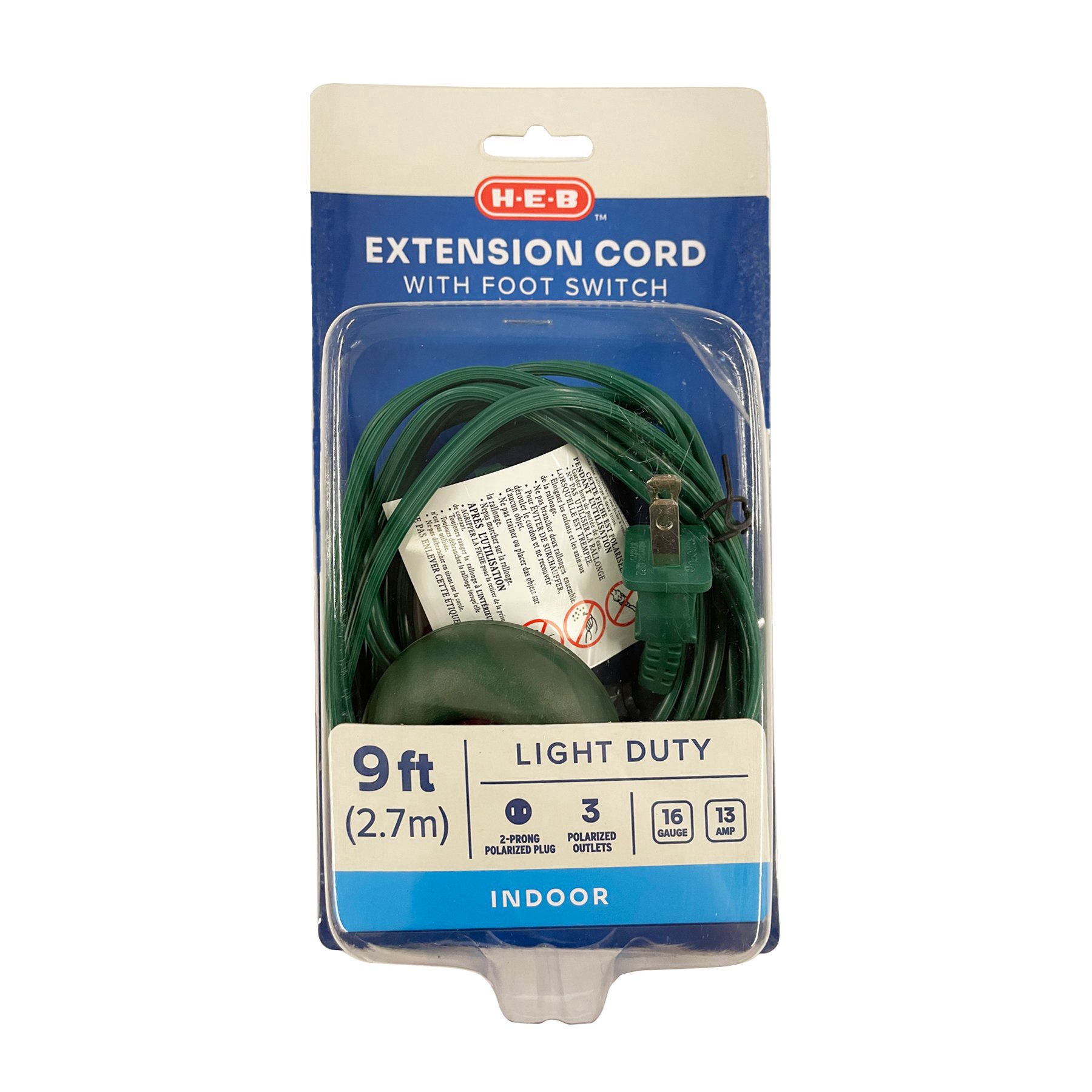 slide 1 of 1, H-E-B Indoor Extension Cord, 9 ft