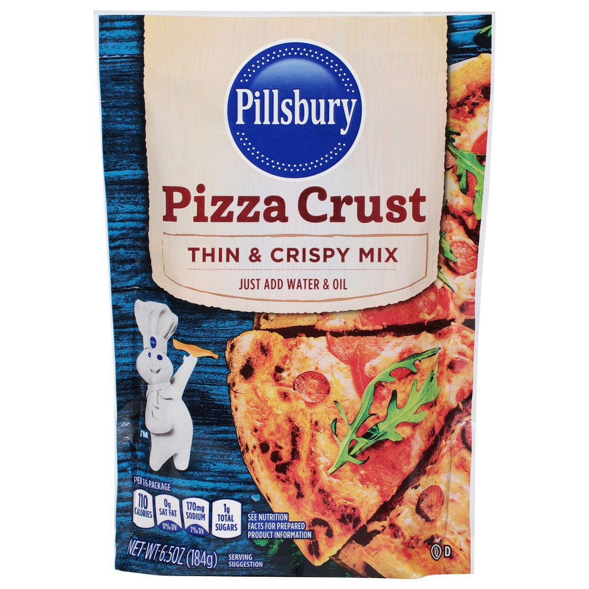 slide 1 of 9, Pillsbury Thin and Crispy Pizza Crust Mix, 6.5 oz Pouch, 6.5 oz