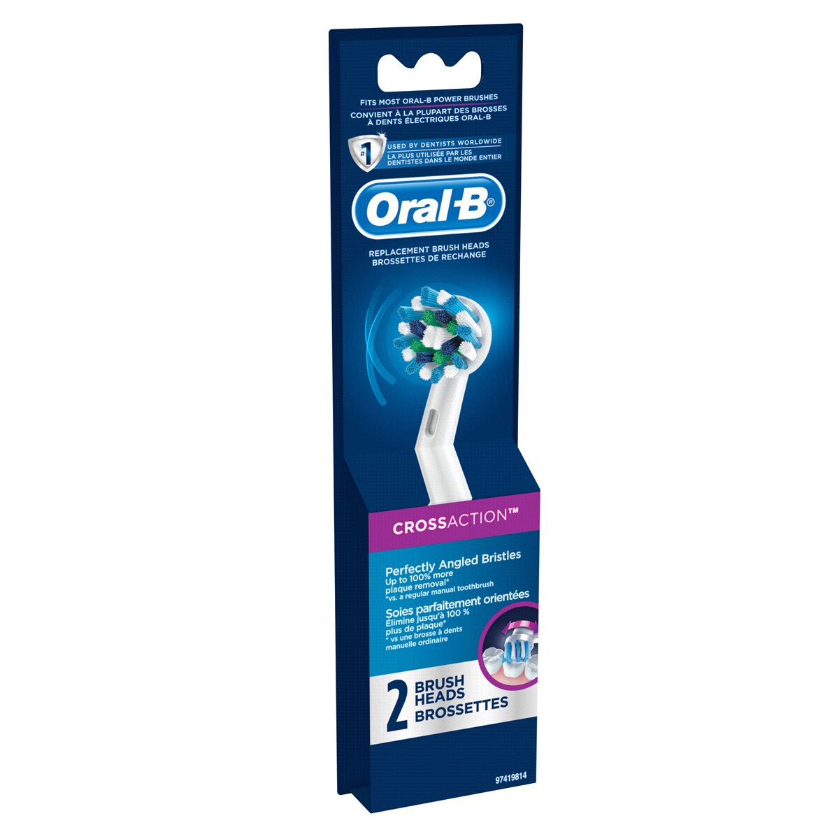 slide 2 of 3, Oral-B CrossAction Replacement Electric Toothbrush Head Refills, 2 ct