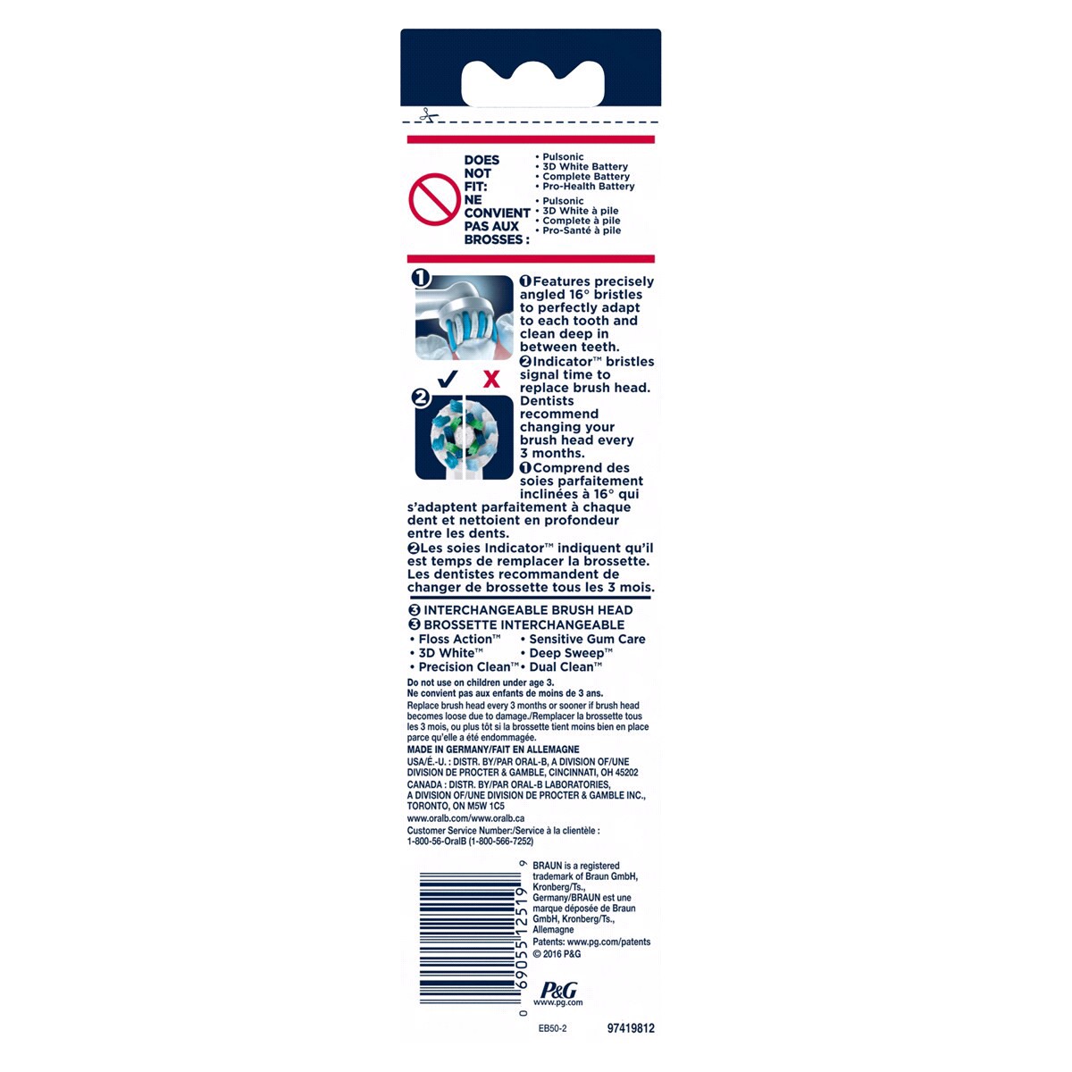 slide 3 of 3, Oral-B CrossAction Replacement Electric Toothbrush Head Refills, 2 ct