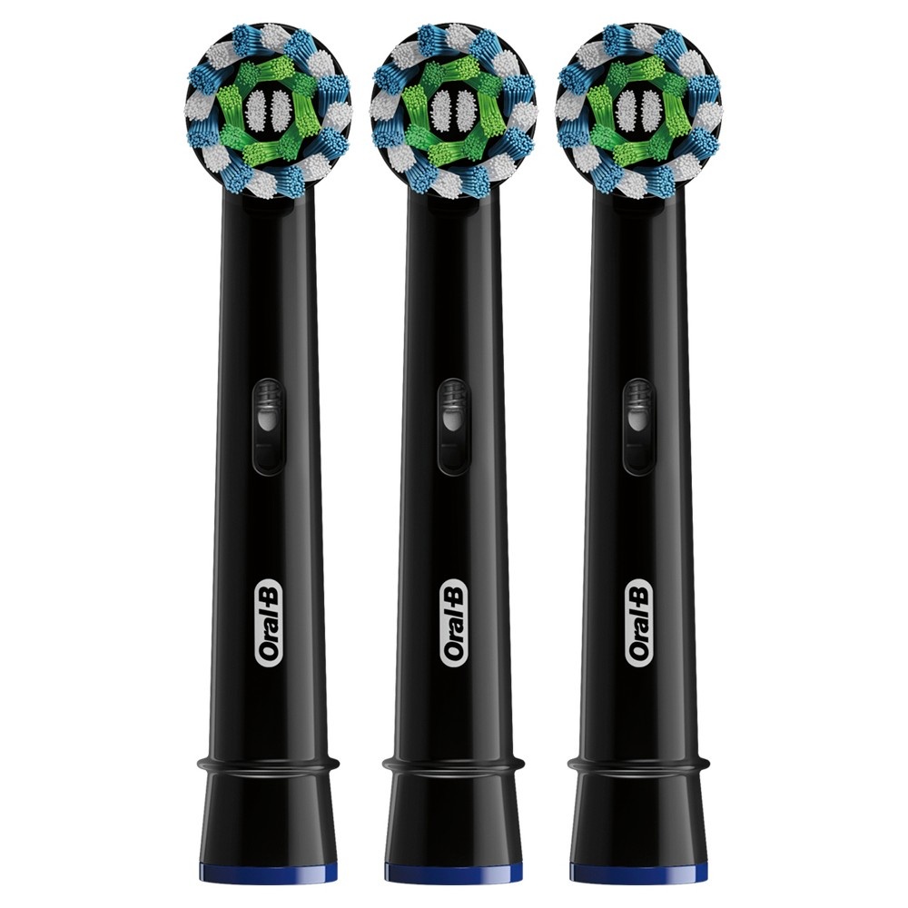 slide 2 of 2, Oral-B CrossAction Electric Toothbrush Replacement Brush Heads, Black, 3 Count, 3 ct