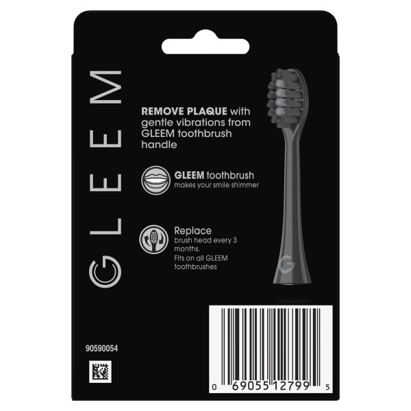 slide 2 of 29, GLEEM Toothbrush Refill Head, 2 count, Black, 2 ct