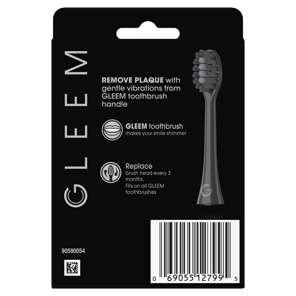 slide 12 of 29, GLEEM Toothbrush Refill Head, 2 count, Black, 2 ct