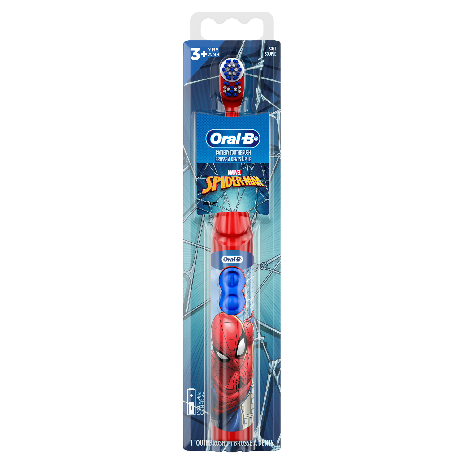 slide 1 of 5, Oral-B Kid's Battery Toothbrush featuring Marvel's Spiderman, Soft Bristles, for Kids 3+, 1 ct