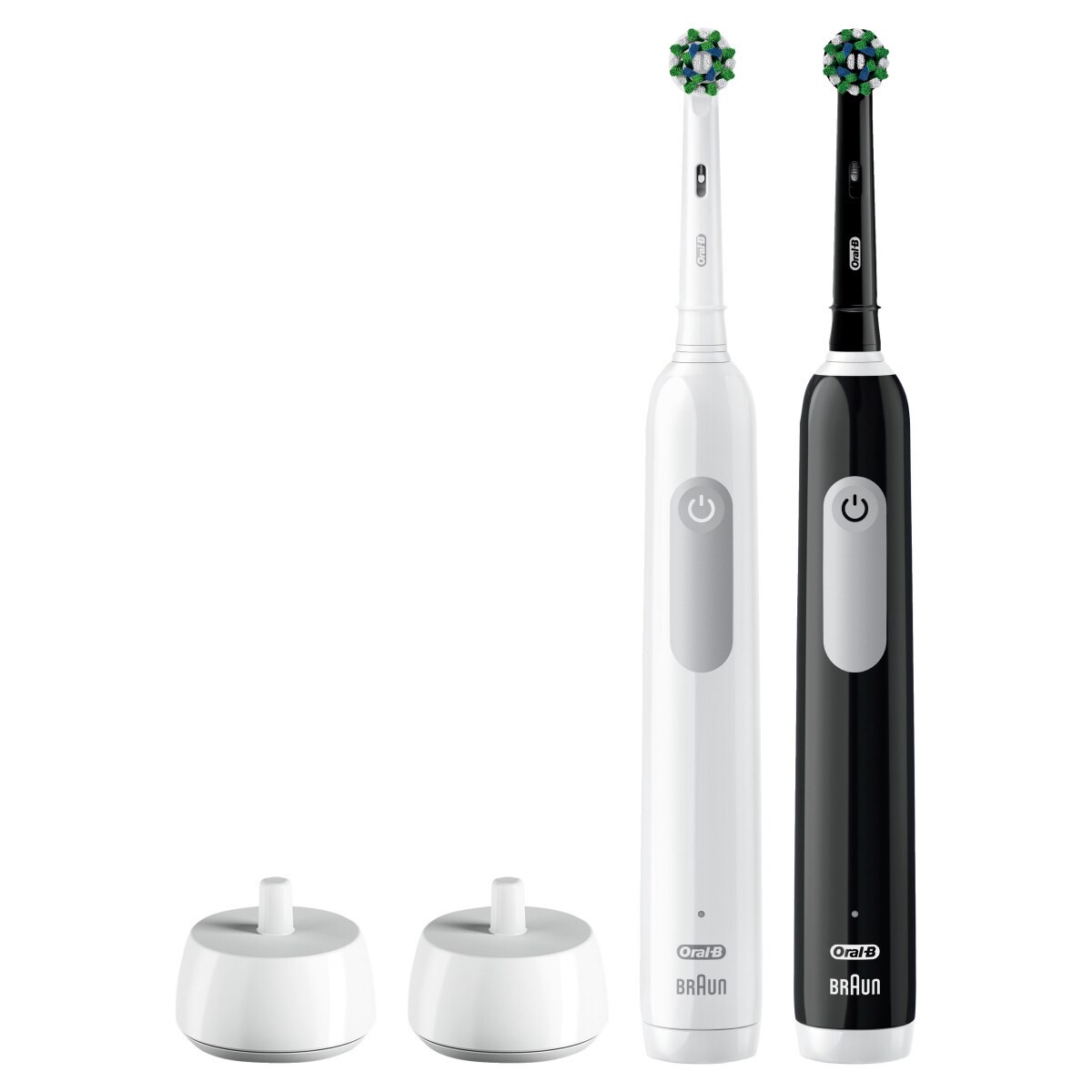 slide 10 of 29, Oral-B Pro 1000 CrossAction Electric Toothbrush, Powered by Braun, Black and White, Pack of 2, 2 ct