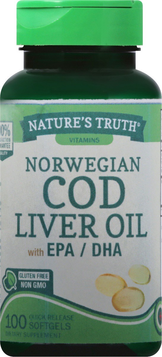 slide 7 of 9, Nature's Truth With EPA / DHA Softgels Cod Liver Oil 100 ea, 100 ct