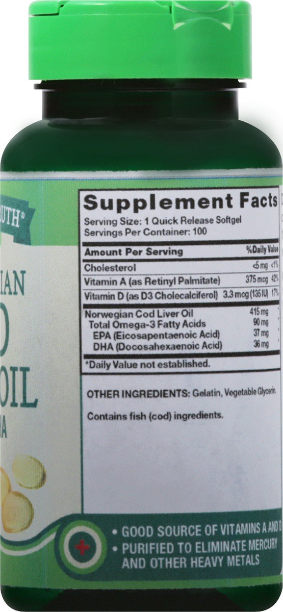 slide 6 of 9, Nature's Truth With EPA / DHA Softgels Cod Liver Oil 100 ea, 100 ct