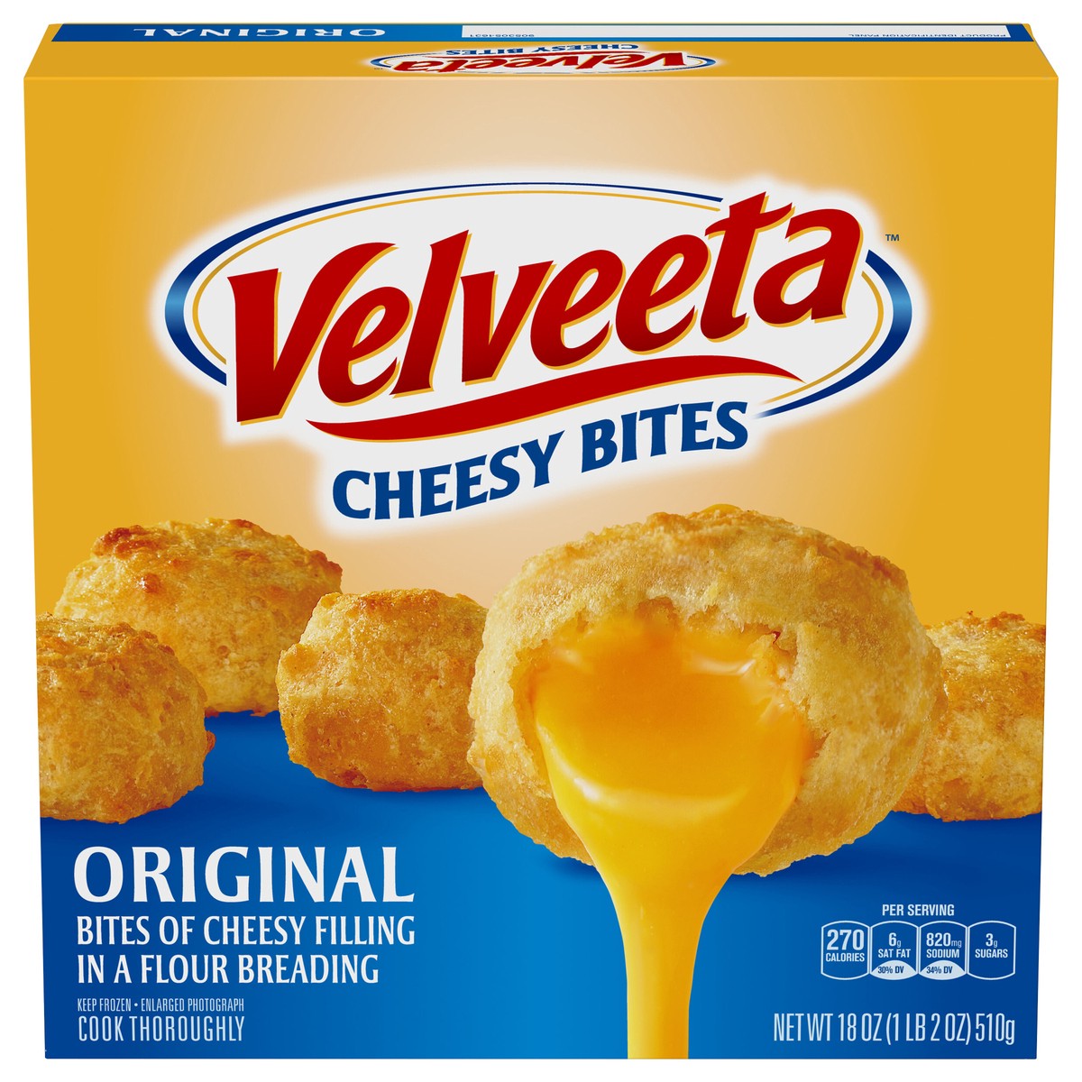 slide 3 of 13, Velveeta Original Cheesy Bites, Frozen Snack, 18 oz Box, 18 oz