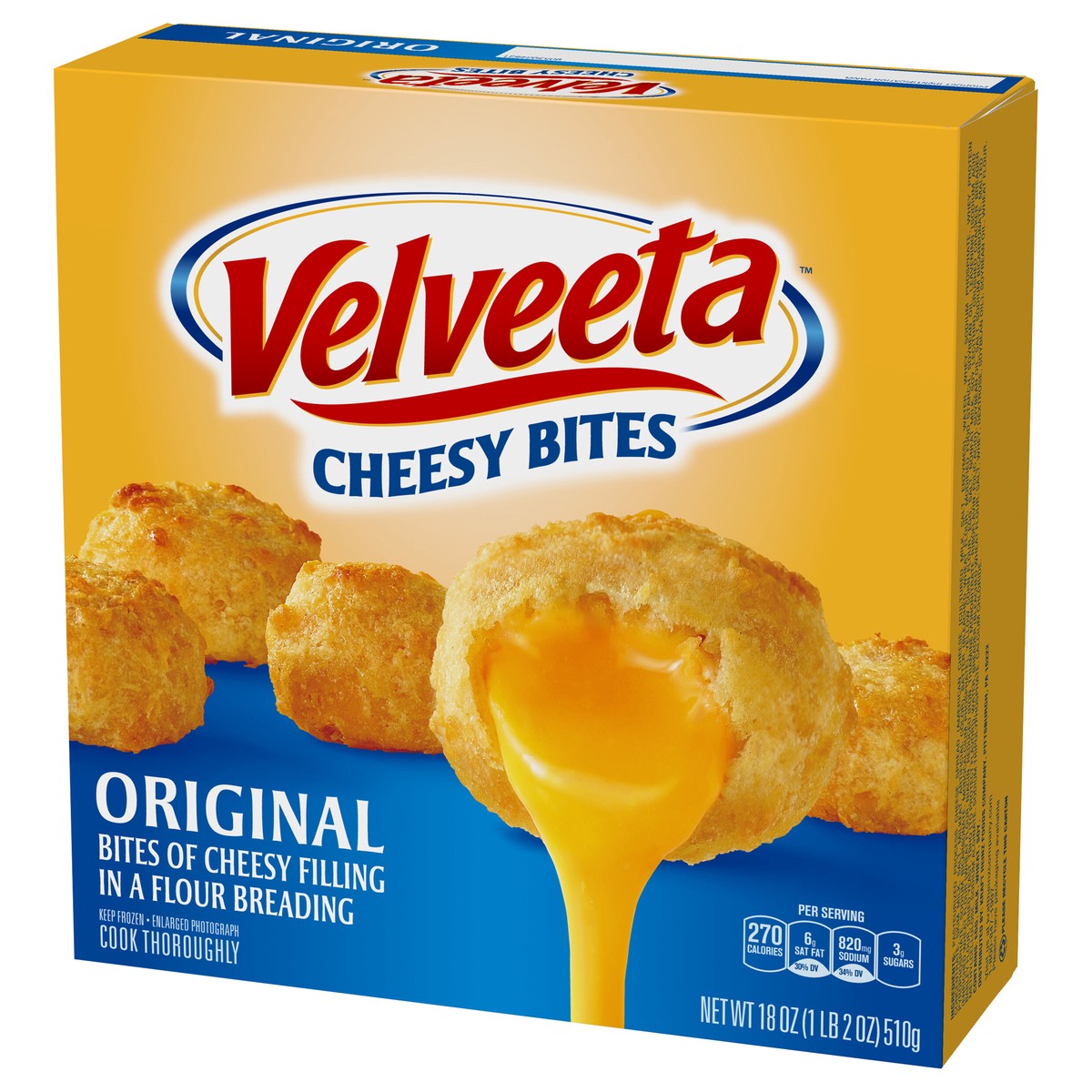 slide 12 of 13, Velveeta Original Cheesy Bites, Frozen Snack, 18 oz Box, 18 oz