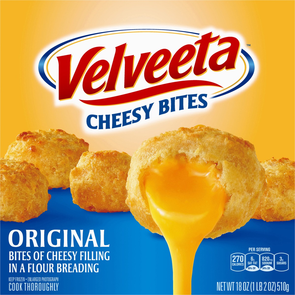 slide 6 of 13, Velveeta Original Cheesy Bites, Frozen Snack, 18 oz Box, 18 oz