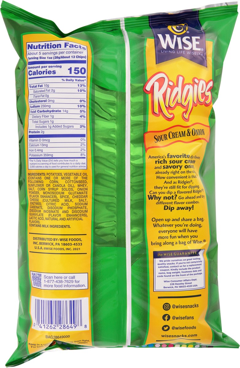 slide 7 of 14, Ridgies Sour Cream & Onion Potato Chips 5 oz, 5 oz