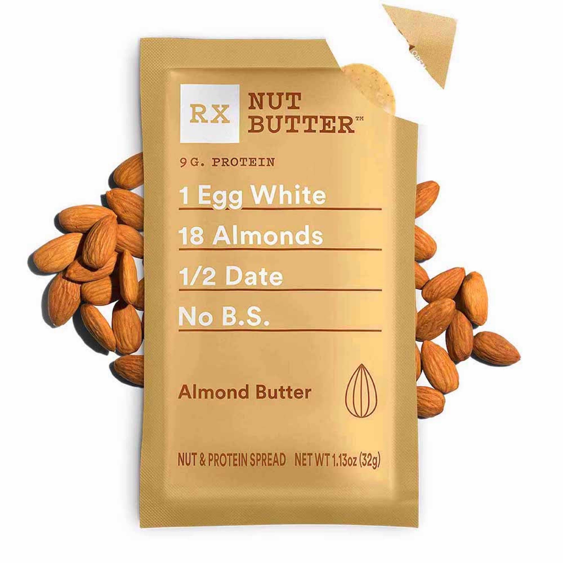 slide 3 of 5, RXBAR RX Nut Butter Almond Butter, Delicious Flavor, Plain, 1.13 oz