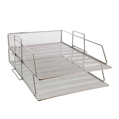 slide 1 of 1, Simplify Silver Mesh Metal Double Tray, 1 ct