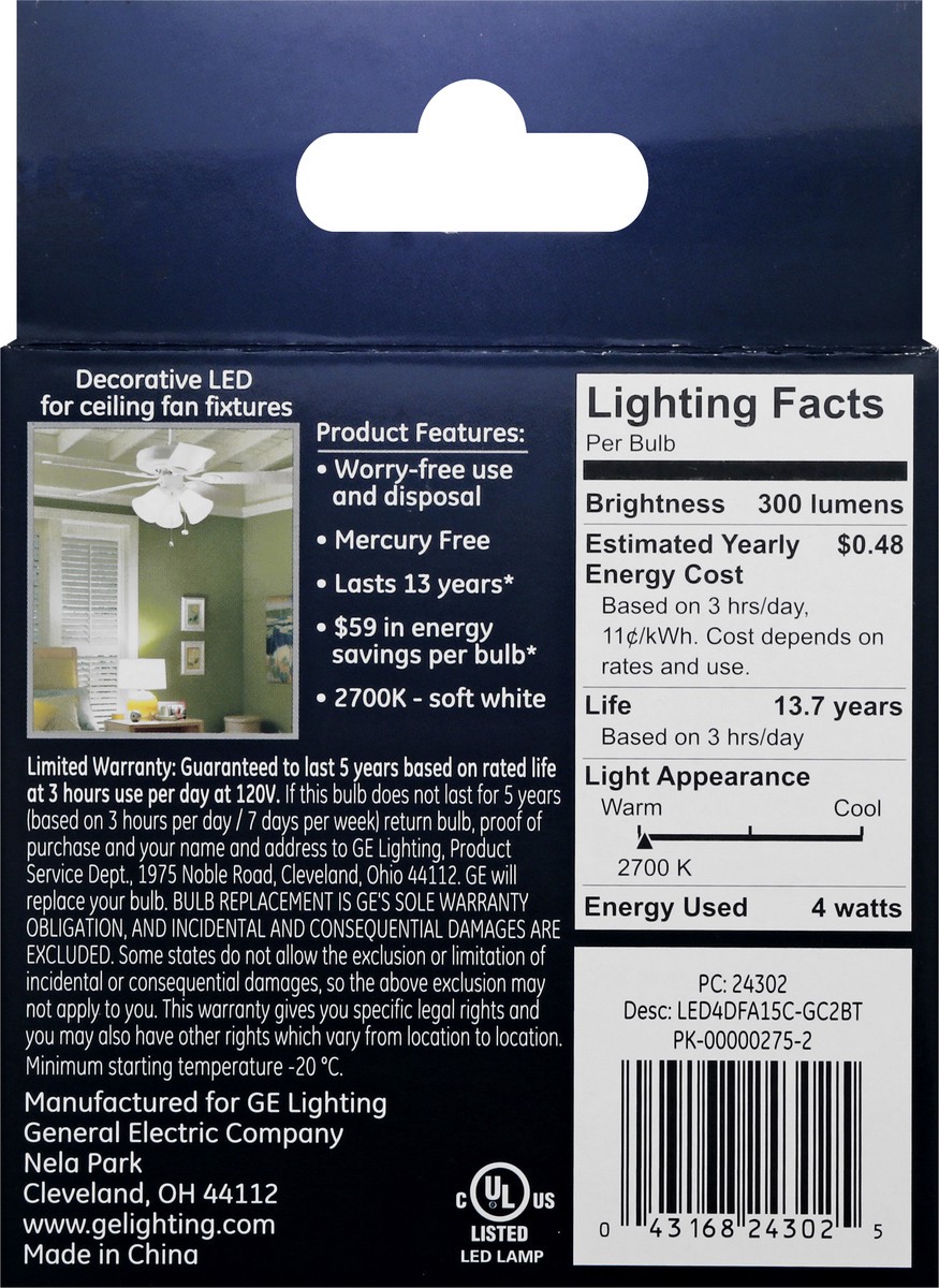 slide 5 of 9, GE Dimmable 4 Watts Soft White LED Bulbs 2 ea, 2 ct