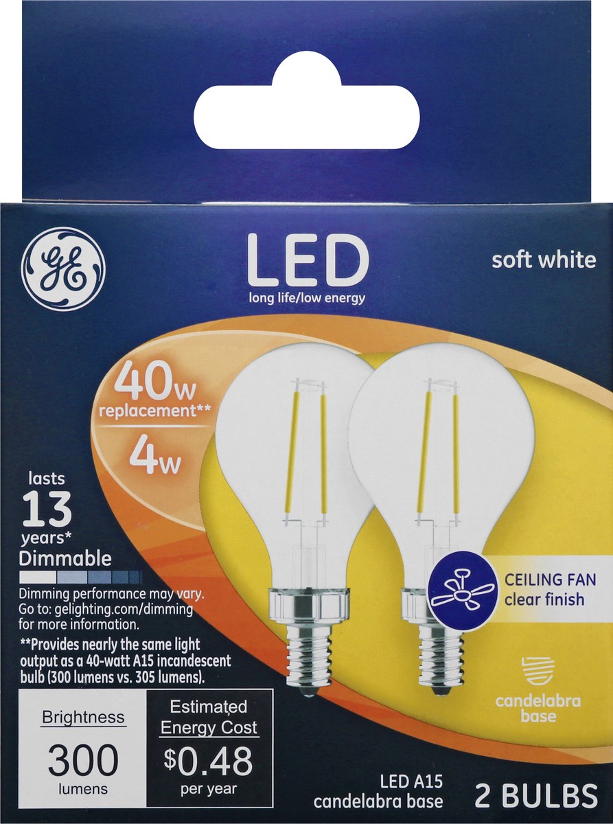 slide 1 of 9, GE Dimmable 4 Watts Soft White LED Bulbs 2 ea, 2 ct