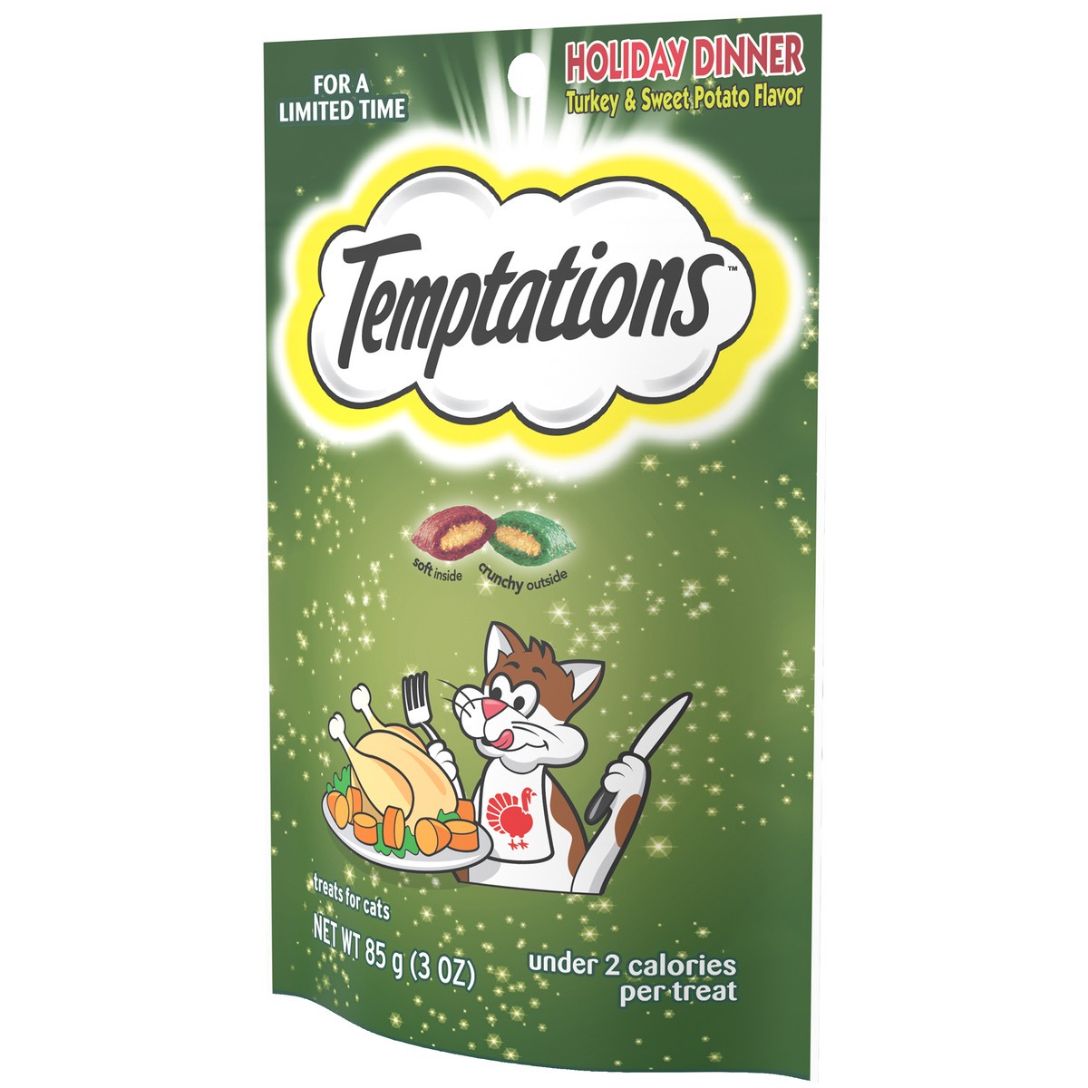 slide 3 of 9, Temptations Holiday Dinner Cat Treats 3 oz. Pouch, 3 oz