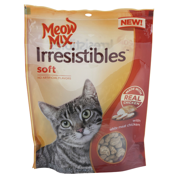 slide 1 of 1, Meow Mix Irresistibles - Soft White Meat Chicken Cat Treats, 6.5 oz