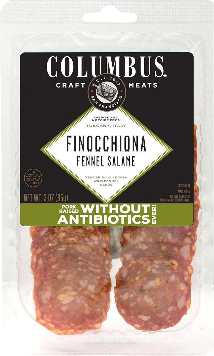 slide 3 of 3, Columbus Sliced Finocchiona Salame, 3 oz