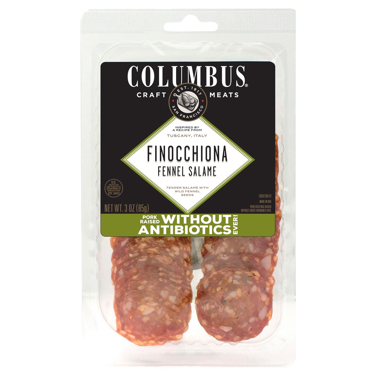 slide 1 of 3, Columbus Sliced Finocchiona Salame, 3 oz