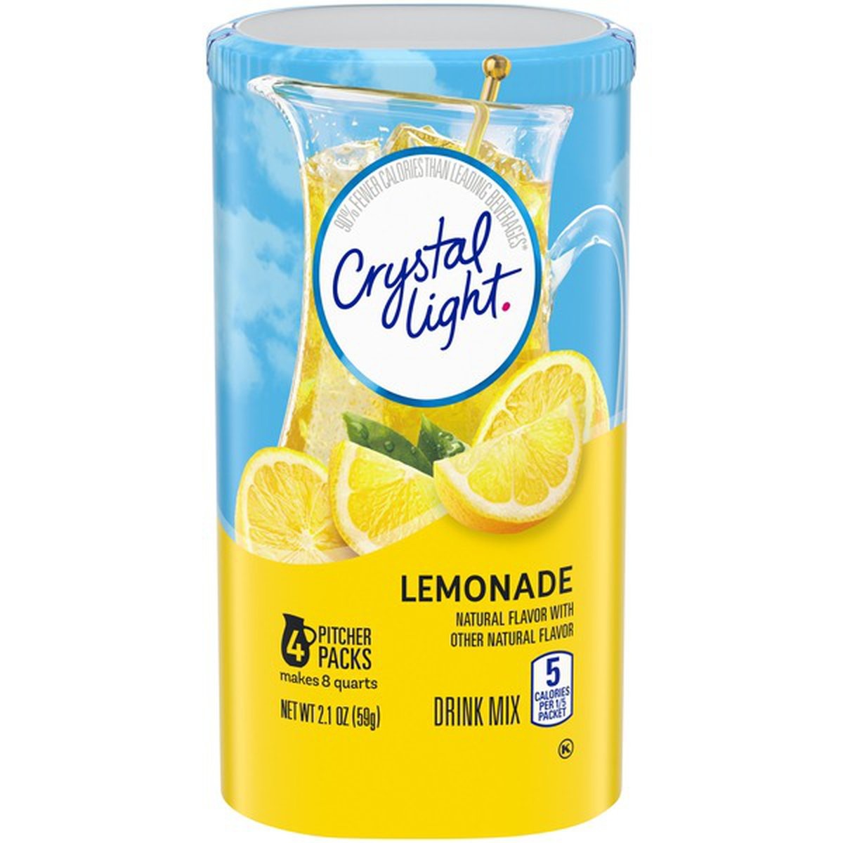 slide 1 of 1, Crystal Light Lemonade Naturally Flavored Powdered Drink Mix, 2.1 oz