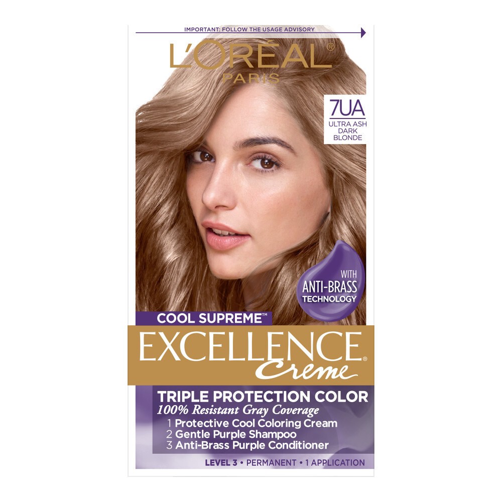 slide 1 of 1, L'Oréal Excellence Cool Supreme Permanent Gray Coverage Hair Color, Ultra Ash Dark Blonde, 1 fl oz