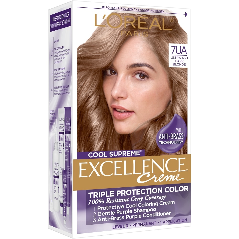 slide 1 of 1, L'Oréal Paris Excellence Creme Cool Supreme Permanent Hair Color 7UA Ultra Ash Dark Blonde, 1 ct