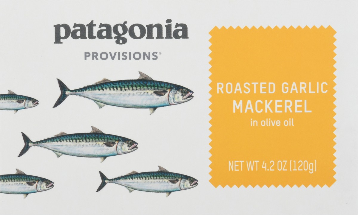 slide 3 of 9, Patagonia Provisions Roasted Garlic Mackerel 4.2 oz, 4.2 oz