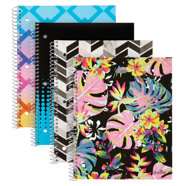 slide 1 of 5, Office Depot Brand Fashion Stellar Poly Notebook, 8'' X 10 1/2'', College Ruled, Perforated, Assorted Designs (No Design Choice), 80 Sheets, 80 ct