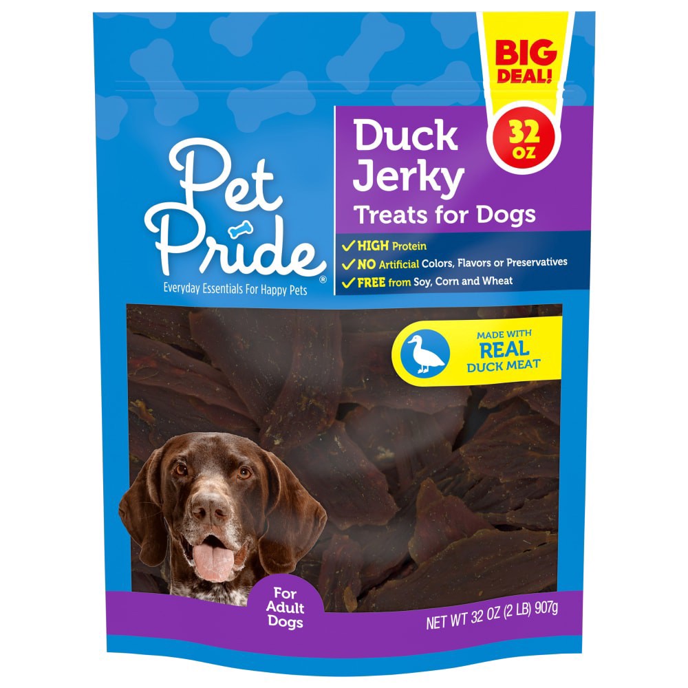 slide 1 of 2, Pet Pride Duck Jerky Dog Treats, 32 oz