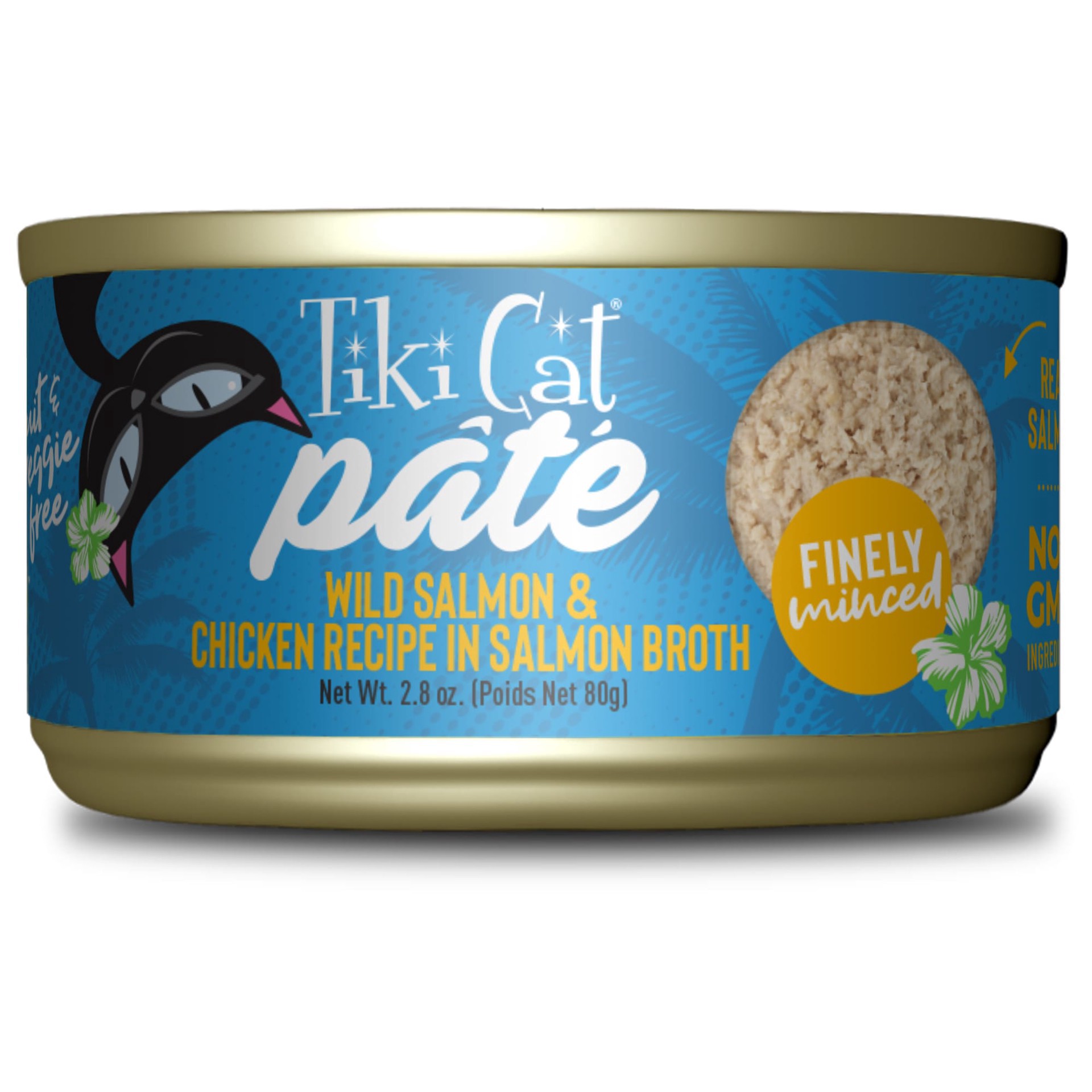 slide 1 of 1, Tiki Cat Luau Pate Wet Cat Food, Salmon & Chicken, 2.8 oz. Can, 1 ct