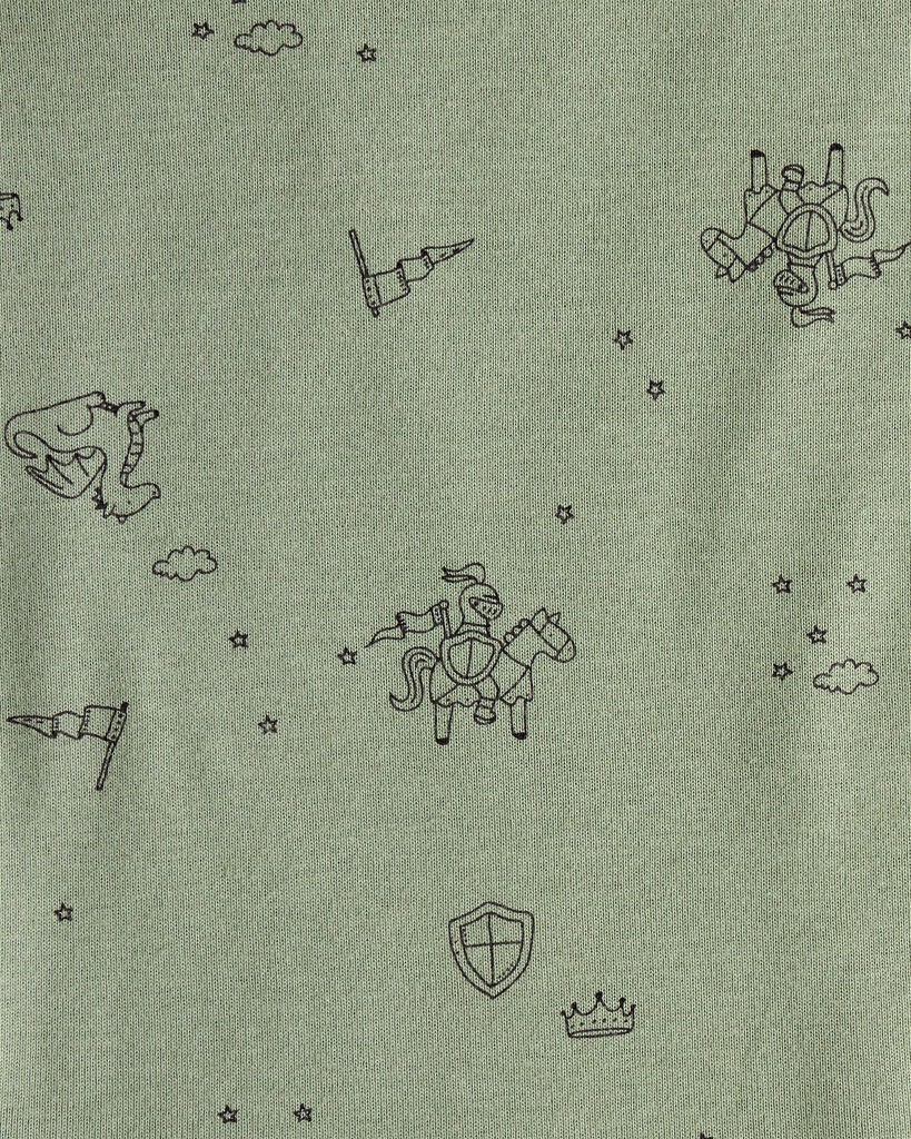 slide 2 of 5, Carter's Carters Baby Boy Dragon Print Cotton Long-Sleeve Bodysuit & Pant Set - Green/White Green/White 3M, 1 ct