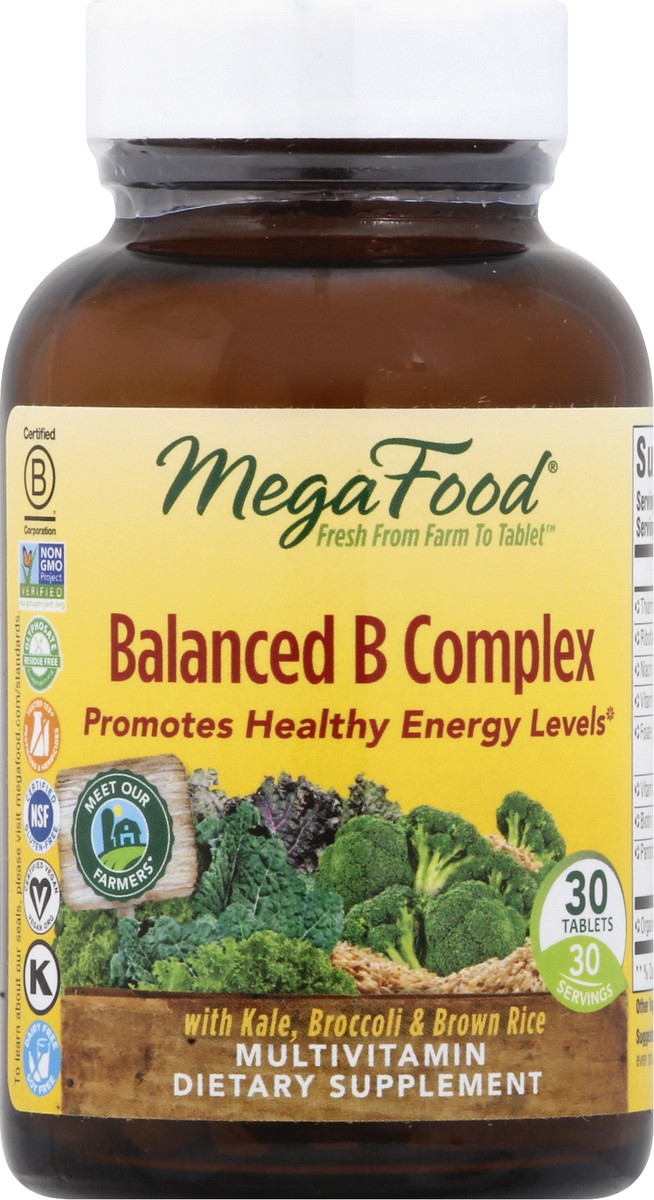 slide 5 of 7, MegaFood Balanced B-Complex Multivitamin Tablets, 30 ct