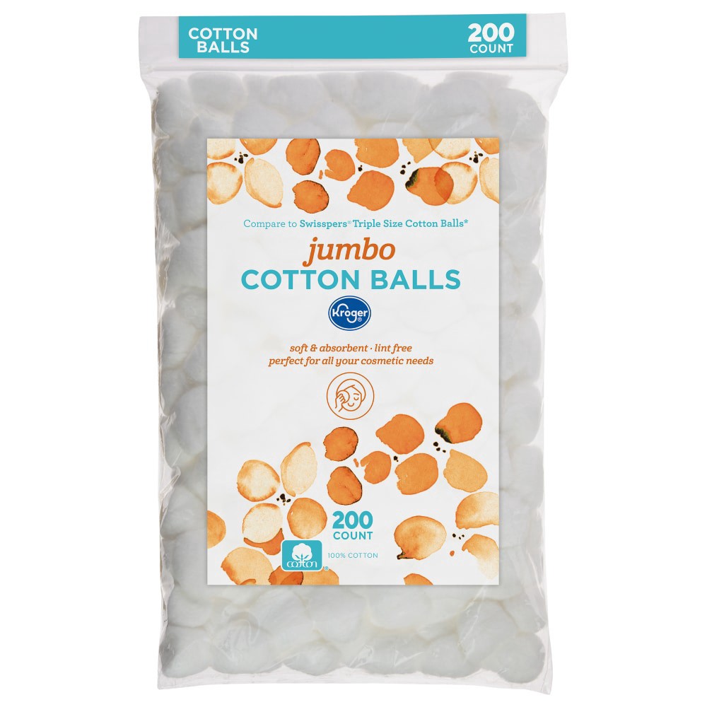slide 1 of 2, Kroger Jumbo Cotton Balls, 200 ct