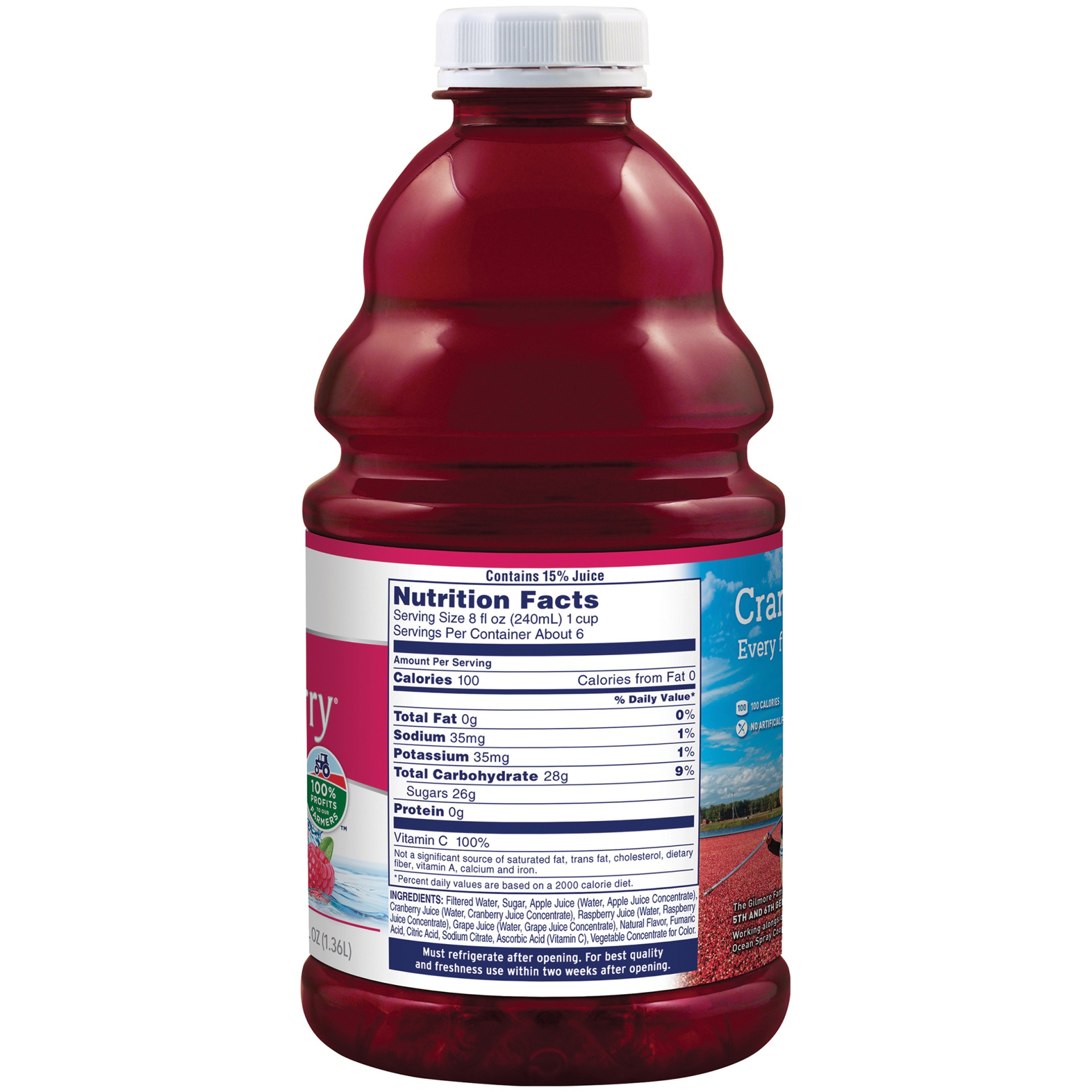 slide 3 of 6, Ocean Spray Cranberry Apple Juice Drink Blended With 3 Other Juices - Cran Raspberry, 46 fl oz