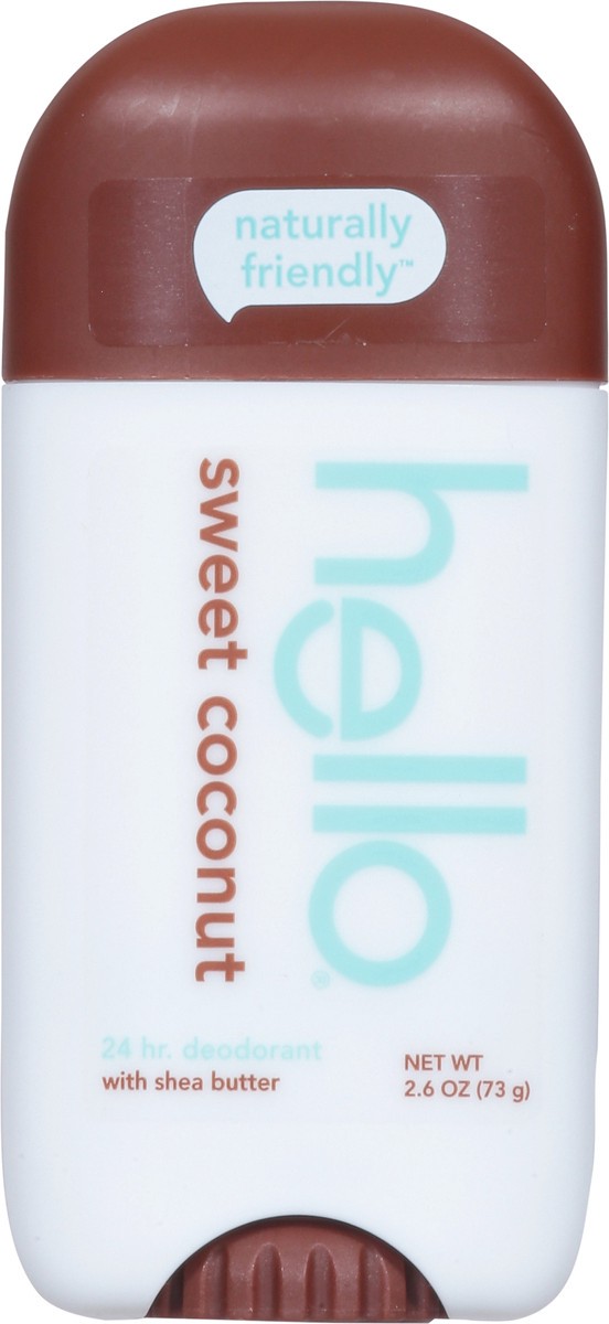 slide 9 of 9, hello Sweet Coconut Aluminum Free Deodorant for Women and Men with Shea Butter, 24-Hour Freshness, Baking Soda Free Deodorant, Dermatologically Tested, 2.6 Oz. Stick, 2.6 oz