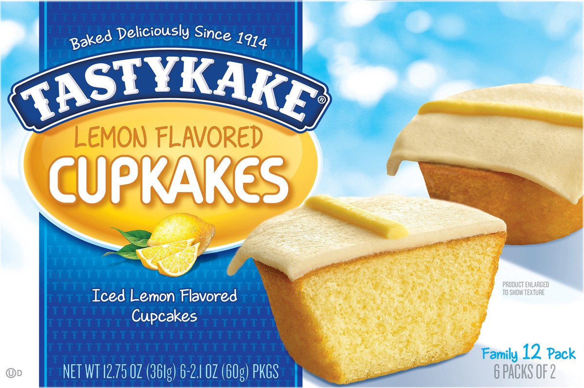 slide 5 of 9, Tastykake Lemon Flavored Cupkakes, Iced Cupcakes, 12 Count, 12.75 oz, 6 ct