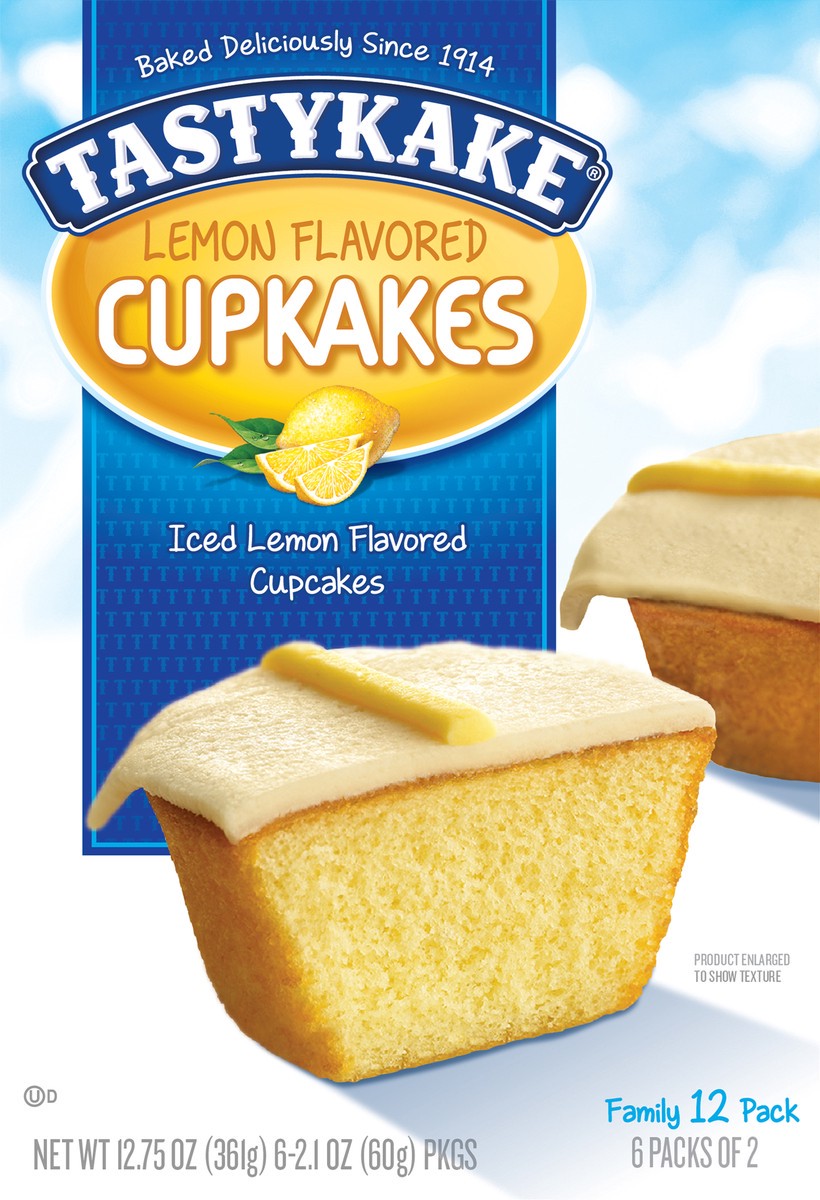 slide 6 of 9, Tastykake Lemon Flavored Cupkakes, Iced Cupcakes, 12 Count, 12.75 oz, 6 ct