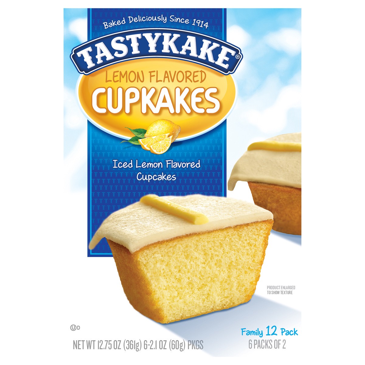 slide 1 of 9, Tastykake Lemon Flavored Cupkakes, Iced Cupcakes, 12 Count, 12.75 oz, 6 ct