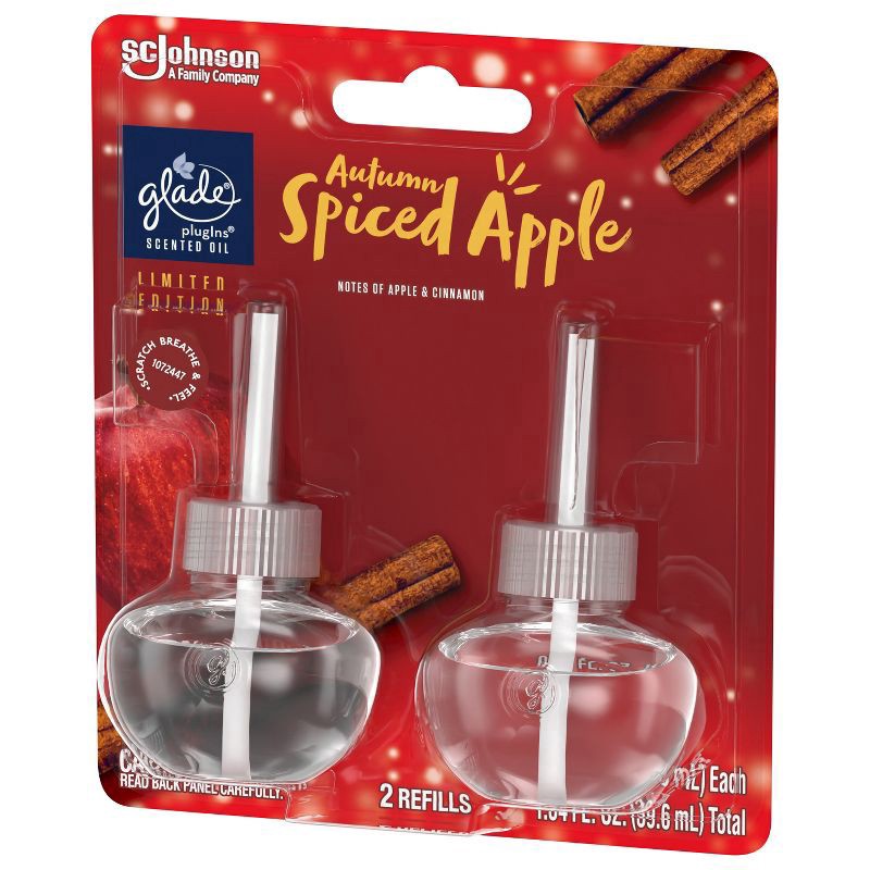 slide 5 of 14, Glade PlugIns Scented Oil, Air Freshener, 2 Refills, Autumn Spiced Apple, 0.67 oz Each, 1.34 oz Total, 1.34 oz