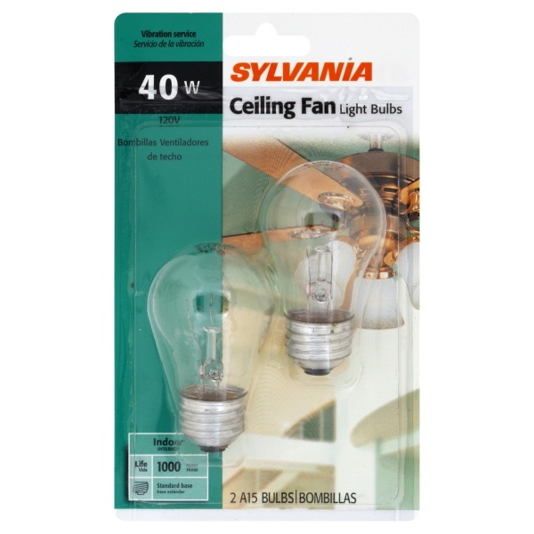 slide 1 of 1, Sylvania 40 Watt Ceiling Fan Light Bulbs, 2 ct